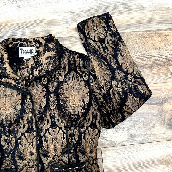 Treadle Design Room VTG Single Breasted Button-Up Long Sleeve Paisley Blazer - Picture 4 of 12